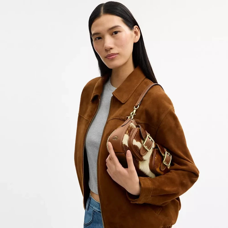 Ashton Shoulder Bag In Haircalf With Cow Print
