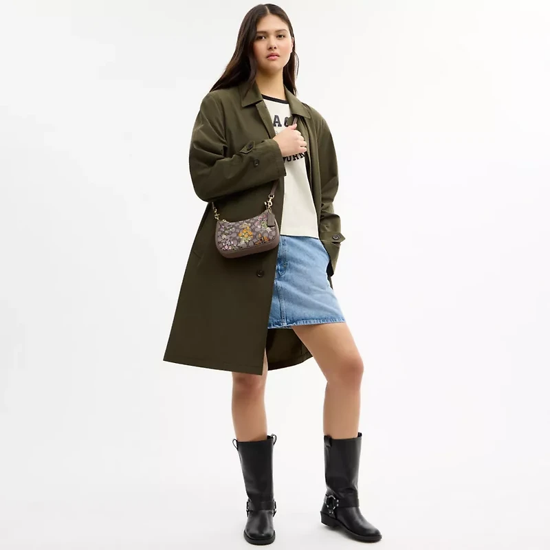 Teri Mini Crossbody Bag In Signature Jacquard With Floral Embroidery