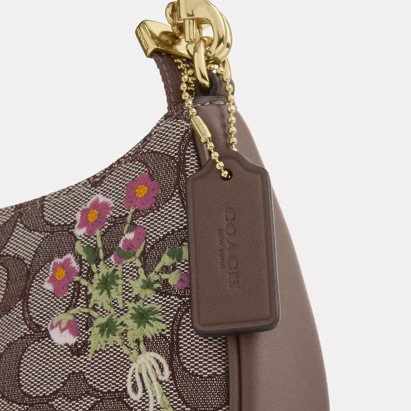 Teri Mini Crossbody Bag In Signature Jacquard With Floral Embroidery