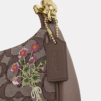 Teri Mini Crossbody Bag In Signature Jacquard With Floral Embroidery