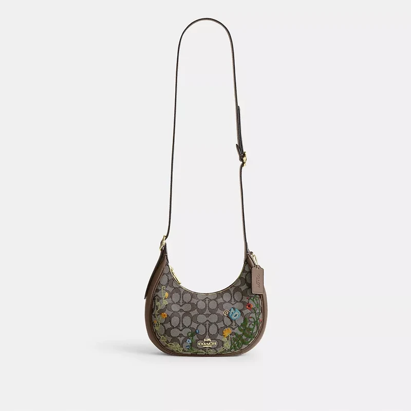 Emily Shoulder Bag In Signature Jacquard With Floral Embroidery