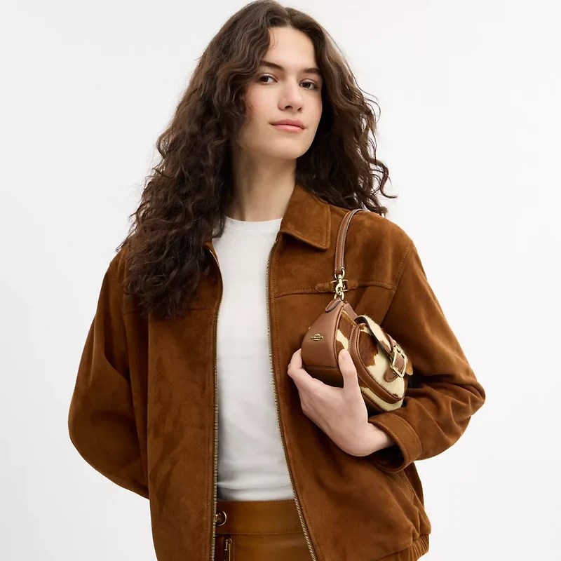 Ashton Mini Shoulder Bag In Haircalf With Cow Print
