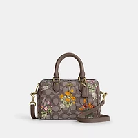 Mini Rowan Crossbody Bag In Signature Jacquard With Floral Embroidery