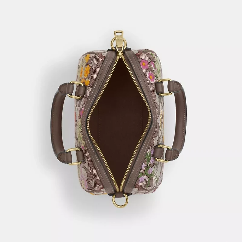 Mini Rowan Crossbody Bag In Signature Jacquard With Floral Embroidery