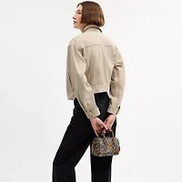 Mini Rowan Crossbody Bag In Signature Jacquard With Floral Embroidery