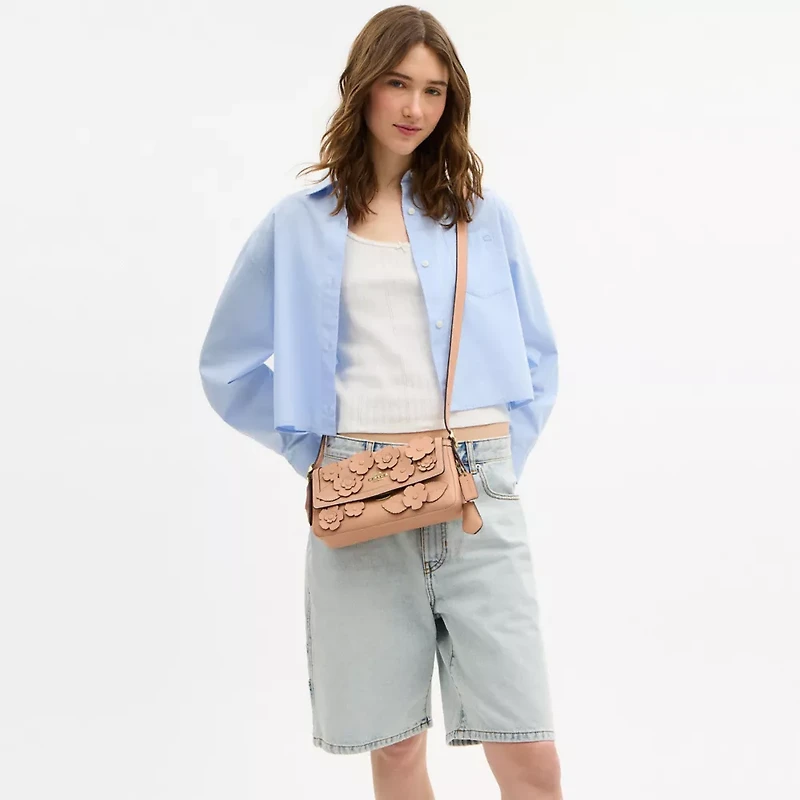 Etta Small Flap Shoulder Bag With Floral Applique