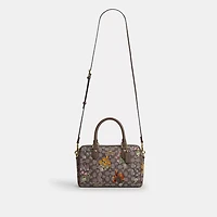 Rowan Satchel Bag In Signature Jacquard With Floral Embroidery