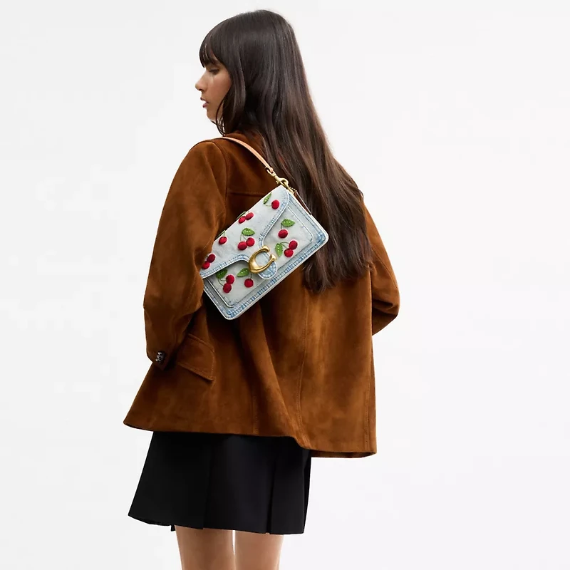 Tabby Shoulder Bag 26 With Cherry Embroidery
