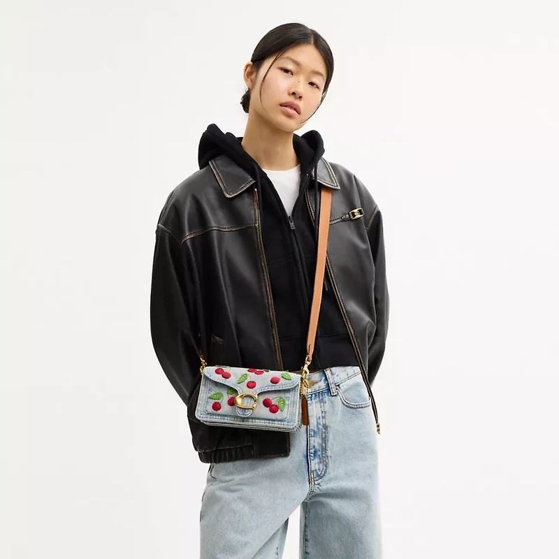 Tabby Shoulder Bag 20 With Cherry Embroidery