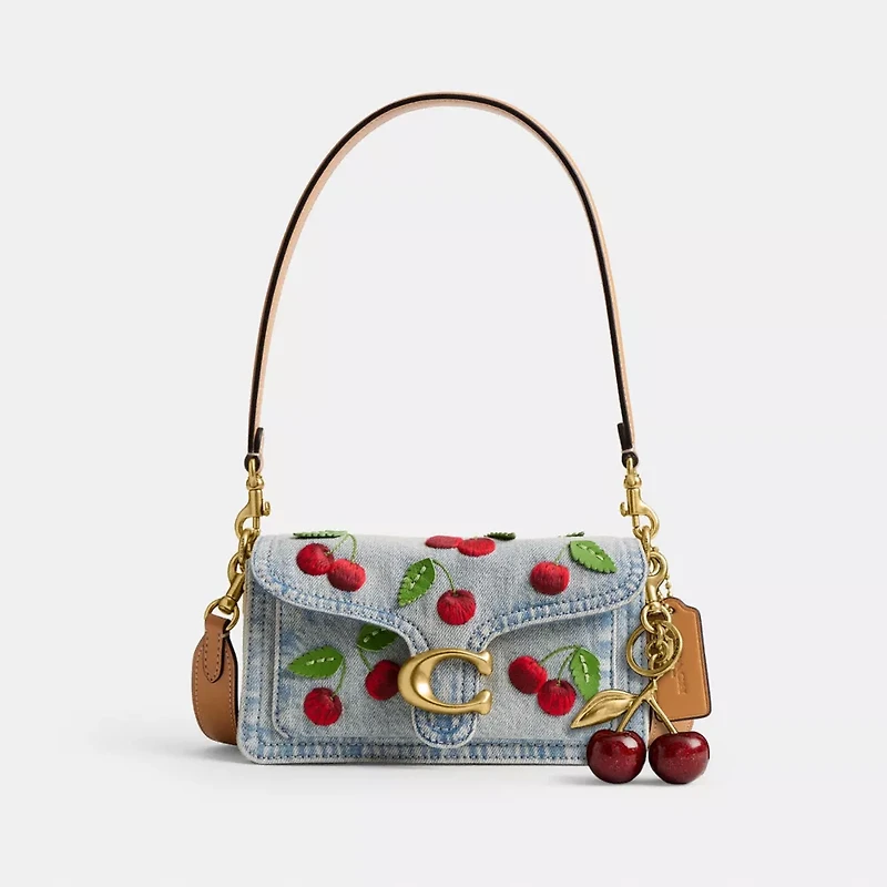 Tabby Shoulder Bag 20 With Cherry Embroidery