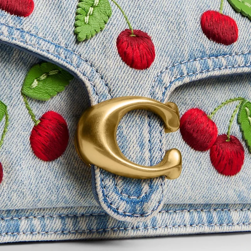 Tabby Shoulder Bag 20 With Cherry Embroidery