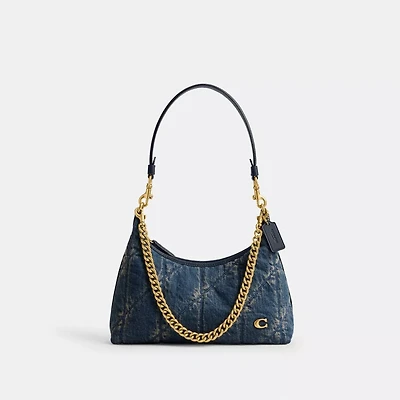 Juliet Shoulder Bag 25 In Regenerative Cotton Denim With Quilting