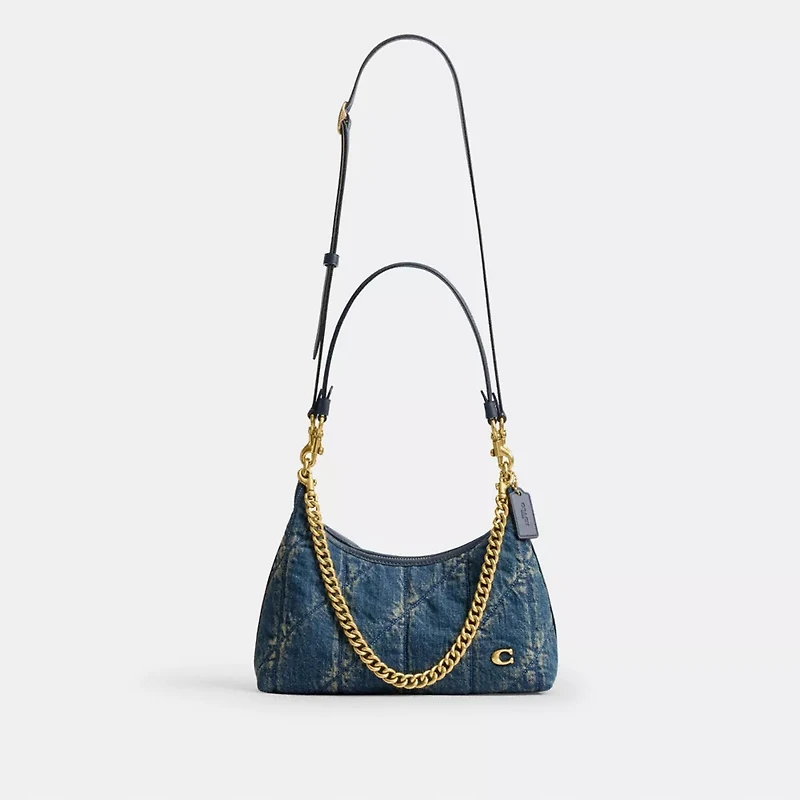 Juliet Shoulder Bag 25 In Regenerative Cotton Denim With Quilting