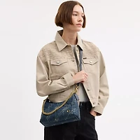 Juliet Shoulder Bag 25 In Regenerative Cotton Denim With Quilting