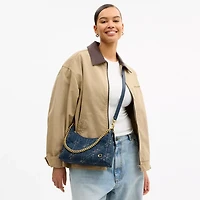 Juliet Shoulder Bag 25 In Regenerative Cotton Denim With Quilting