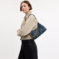 Juliet Shoulder Bag 25 In Regenerative Cotton Denim With Quilting