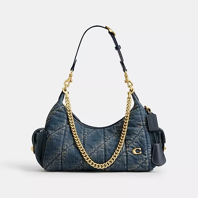 Pocket Juliet Bag 30 In Regenerative Cotton Denim With Quilting