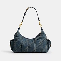 Pocket Juliet Bag 30 In Regenerative Cotton Denim With Quilting