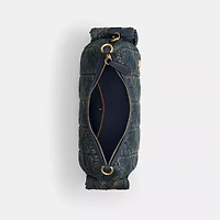 Pocket Juliet Bag 30 In Regenerative Cotton Denim With Quilting