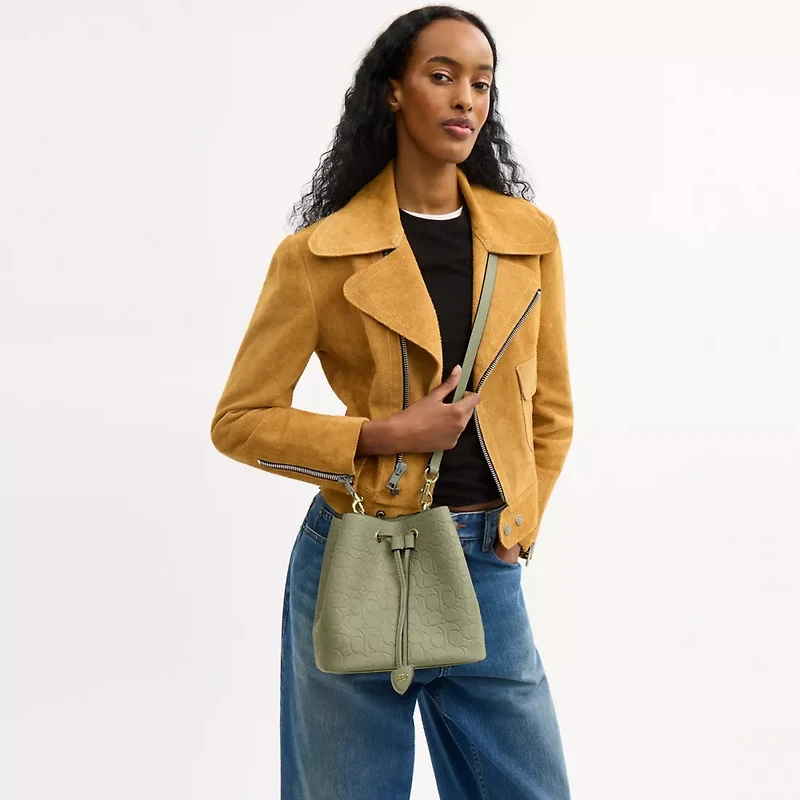 Rowan Bucket Bag In Signature Leather