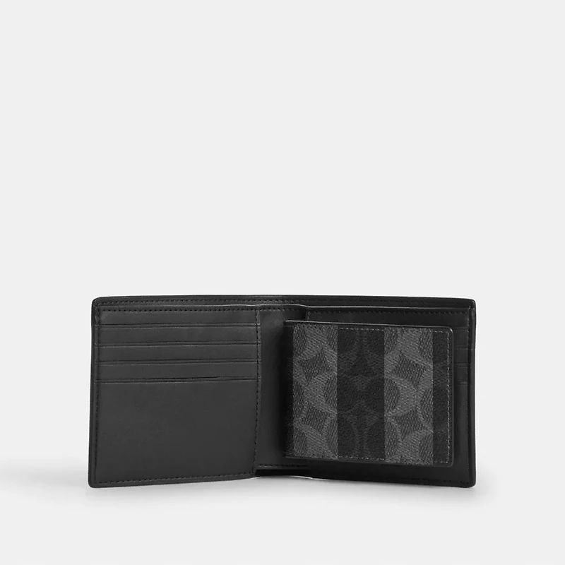 3-In-1 Wallet In Signature Canvas With Stripes