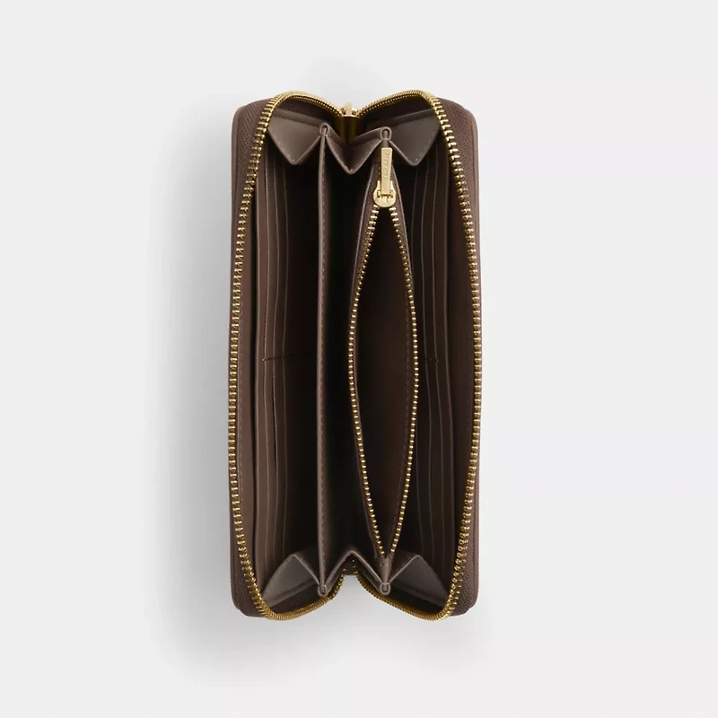 Long Zip Around Wallet In Signature Jacquard With Floral Embroidery