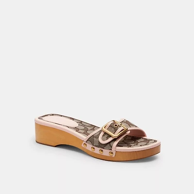 Margot Wooden Sandal Signature Jacquard
