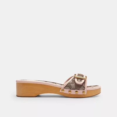 Margot Wooden Sandal Signature Jacquard