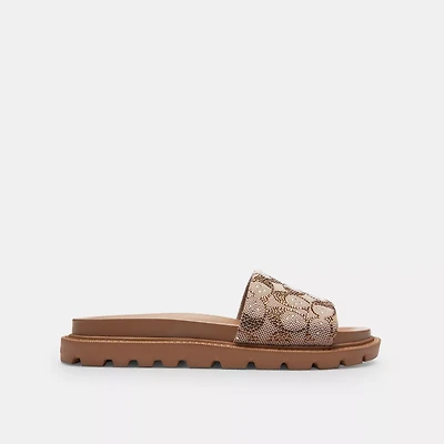 Brynn Slide Sandal In Crystal Signature Jacquard