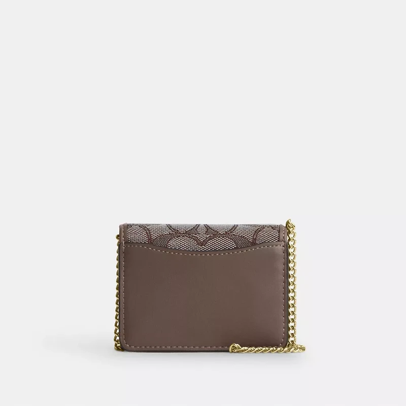 Mini Wallet On A Chain In Signature Jacquard With Floral Embroidery