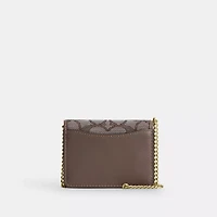 Mini Wallet On A Chain In Signature Jacquard With Floral Embroidery