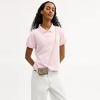 Mini Wallet On A Chain In Signature Jacquard With Floral Embroidery