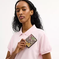 Mini Wallet On A Chain In Signature Jacquard With Floral Embroidery