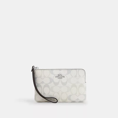 Corner Zip Wristlet Signature Canvas