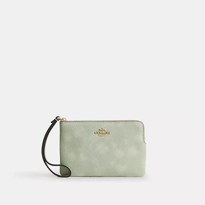 Corner Zip Wristlet With Floral Print