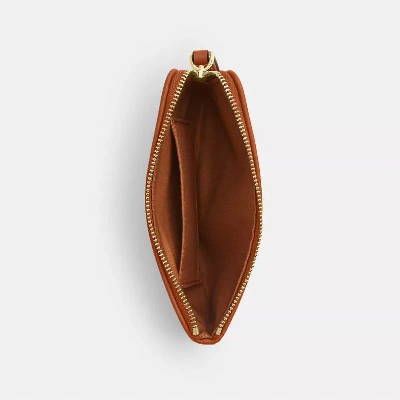 Corner Zip Wristlet In Regenerative Cotton With Plaid Print