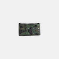 Restored Zip Card Case With Camo Print And Rivets