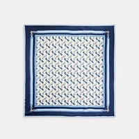 Horse And Carriage Strap Print Silk Square Scarf