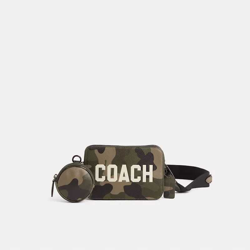 Restored Charter Crossbody Bag 19 With Camo Print And Coach Graphic