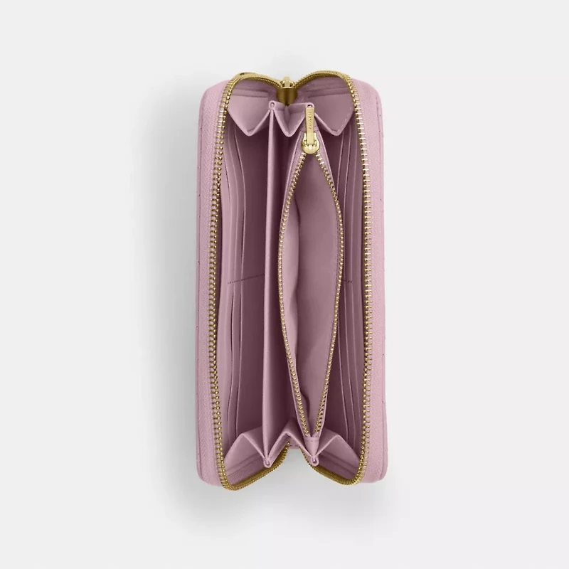 Long Zip Around Wallet With Quilting