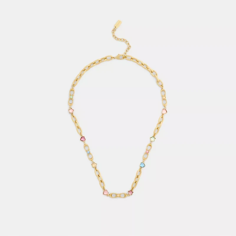 Stars And Hearts Linked Signature Choker Necklace