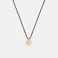 Pavé Heart Cord Pendant Necklace