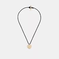 Pavé Heart Cord Pendant Necklace