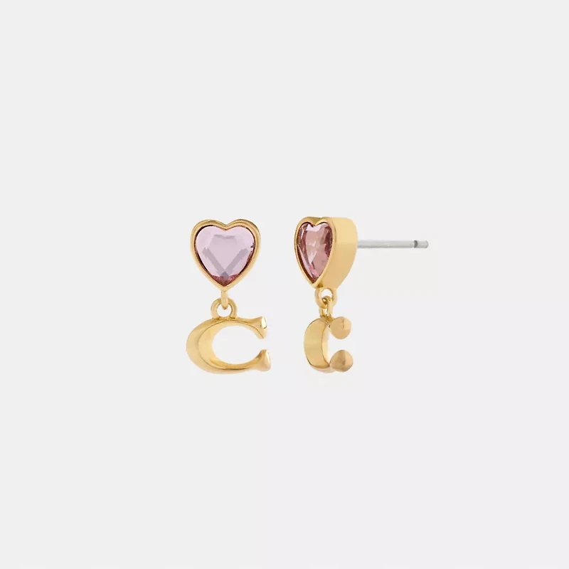 Heart Signature Stud Drop Earrings