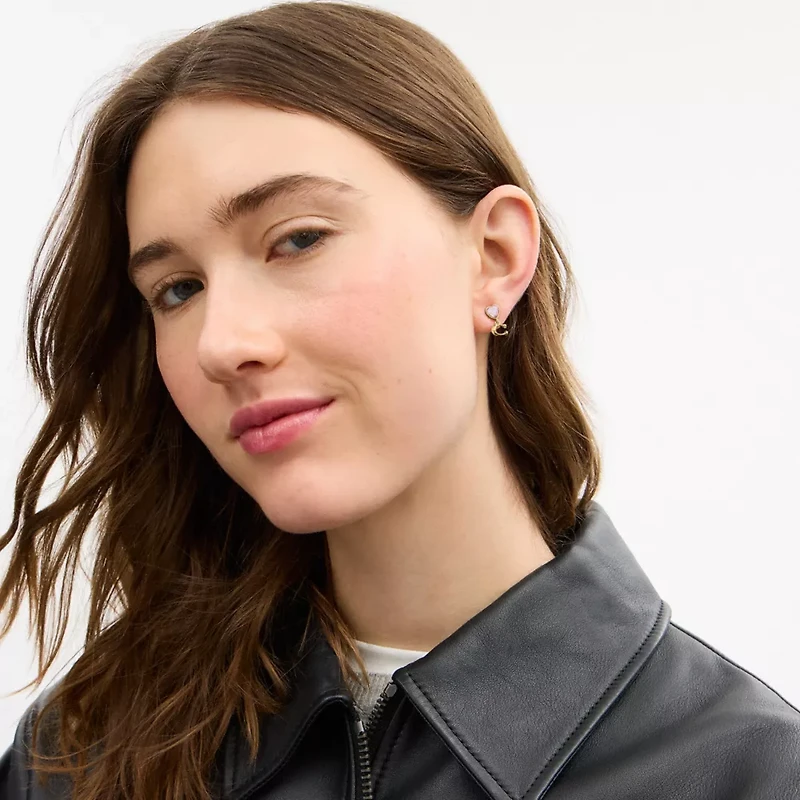 Heart Signature Stud Drop Earrings