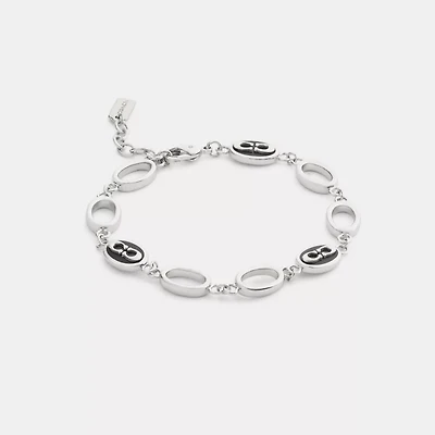 Signature Link Enamel Chain Linear Bracelet