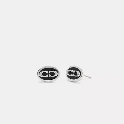 Signature Link Enamel Stud Earrings