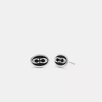 Signature Link Enamel Stud Earrings