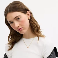 Enamel Tea Rose Earrings And Necklace Set