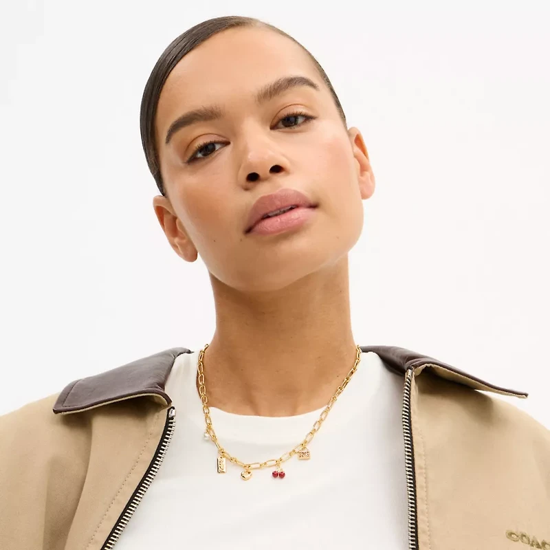 Cherry And Heart Charm Necklace